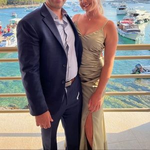 Revelry Satin Silver Sage Rory Bridesmaid Dress